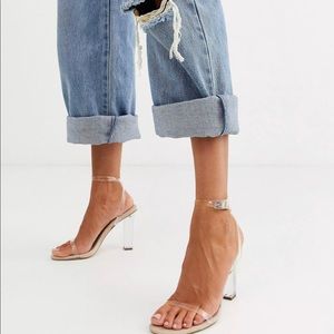 ASOS DESIGN Hark clear barely there block heeled sandals